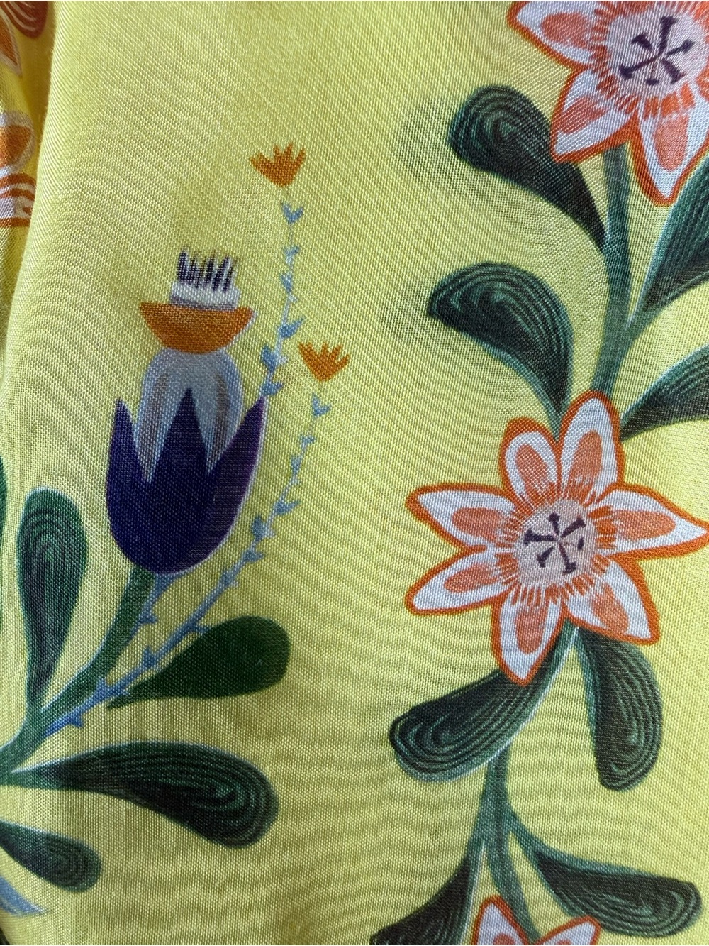 FARM Rio Yellow Delicate Flowers Stripes Smocked Blouse M - Picture 7 of 10